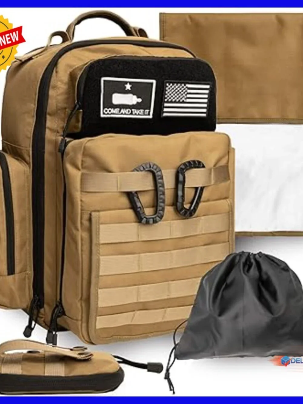 Military Style Diaper Backpack with Insulated Pockets and Wipes Dispenser